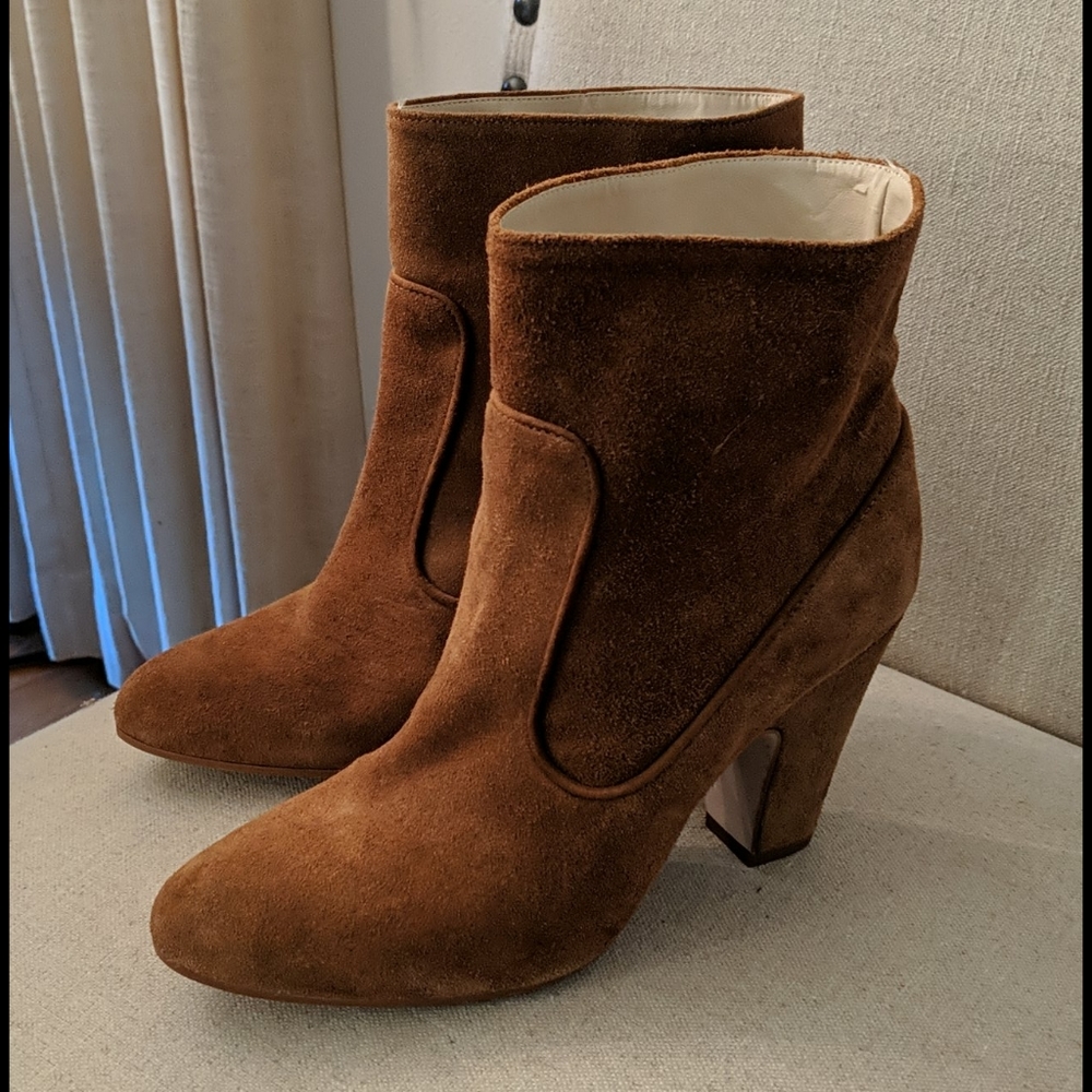 Zara Basic Collection Suede Heeled Ankle Boots 8.5 - image 1